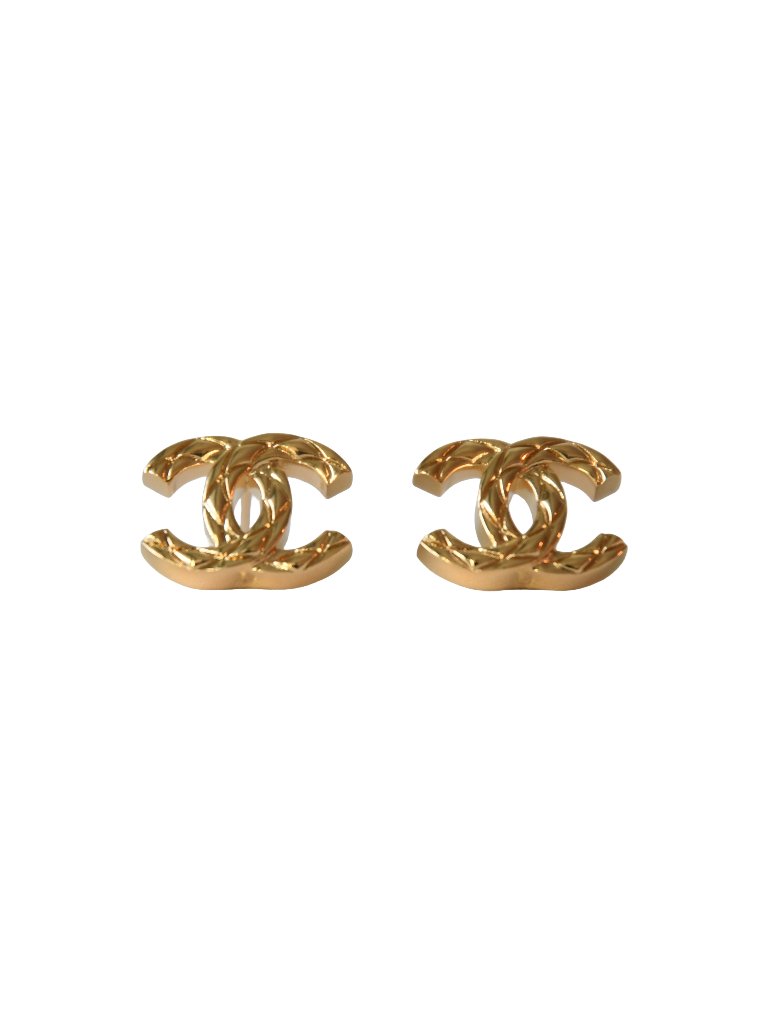 Chanel 26p Quilted Matelasse Cc Earrings Gold